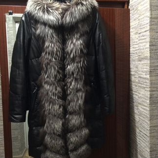 Пальто натуральная кожа с чернобуркой