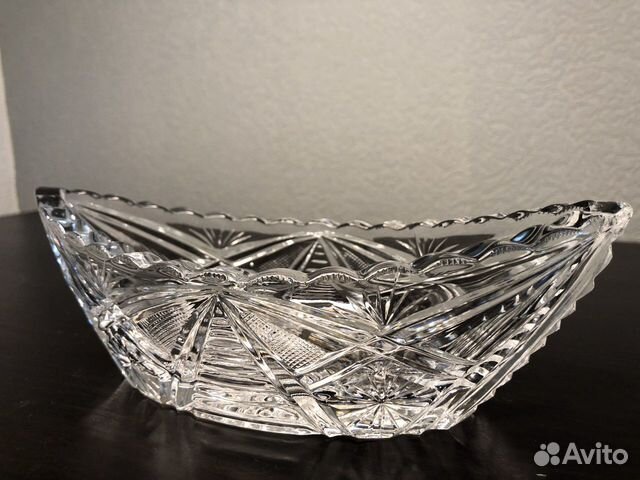 Хрустальная ладья конфетница салатник