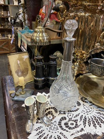 Графин антикварный, серебро, хрусталь, до 1917г