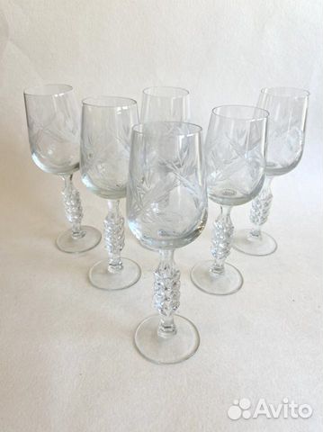 Роскошные хрустальные бокалы с ажурной ножкой СССР