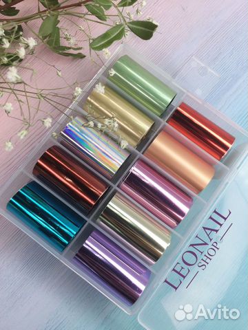 Фольга для дизайна ногтей набор 10шт 