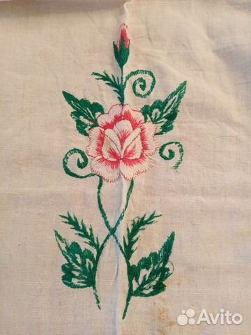 Винтажная наволочка льняная с вышивкой