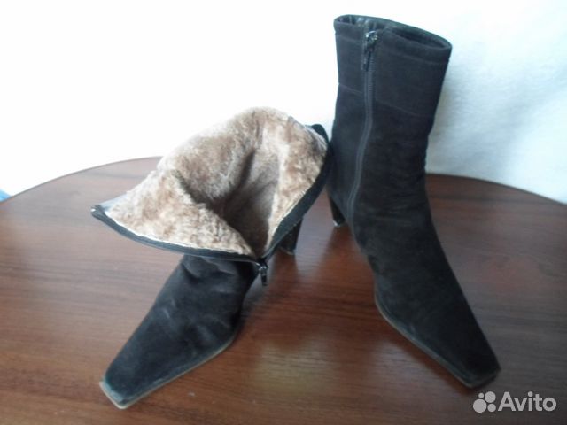 Полусапожки замшевые с мехом