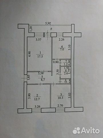 3-к квартира, 63 м², 4/5 эт.