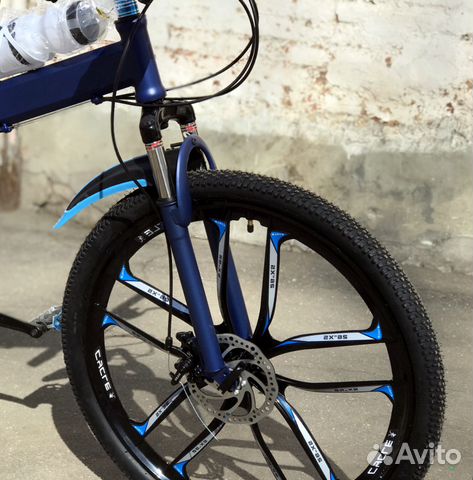 Велосипед на литых дисках. Синий. а49