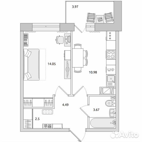 1-к квартира, 39.7 м², 6/15 эт. 1-к квартира, 39.7 м², 6/15 эт.