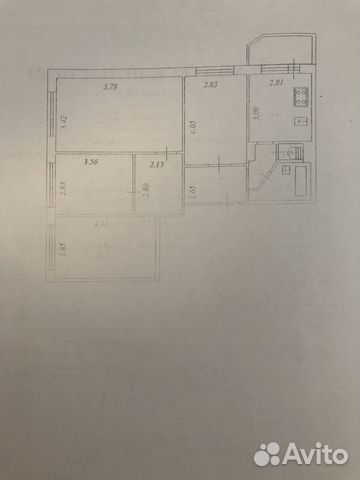 4-к квартира, 79.5 м², 2/5 эт.