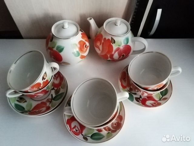 Фарфор. Чайный набор. Чашки и блюдца. Баллон. СССР Фарфор. Чайный набор. Чашки и блюдца. Баллон. СССР