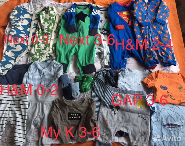 Большой пакет вещей 0-6 мес Next, Gap, H&M Большой пакет вещей 0-6 мес Next, Gap, H&M