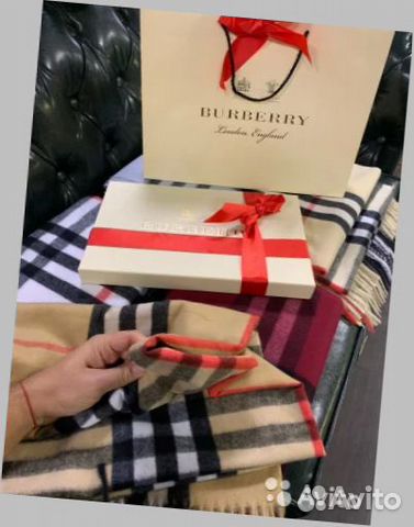 Шарф Burberry кашемир и шерсть с коробкой(плотный)
