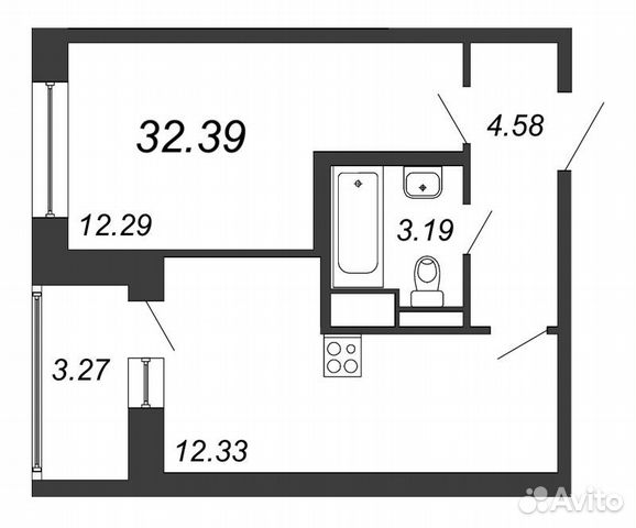2-к квартира, 32.4 м², 8/20 эт.