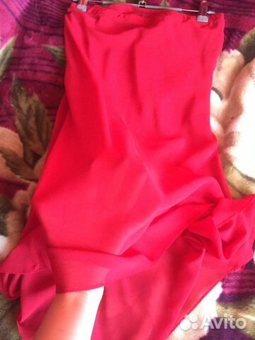 Юбка шелковая красная на подкладке шелк