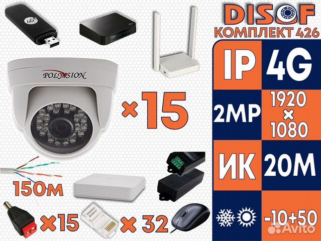 Видеонаблюдение комплект IP с 4G №426