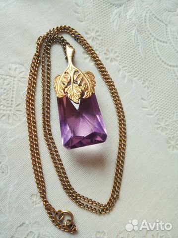 Винтажный серебряный кулон с аметистом