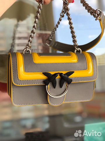 Клатч Pinko новый серый с оранжевым Пинко Клатч Pinko новый серый с оранжевым Пинко