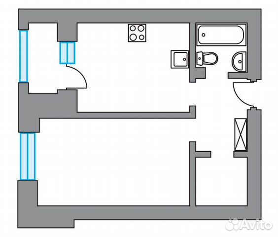 1-к квартира, 37.6 м², 4/4 эт.