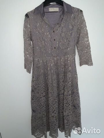 Новое серое кружевное Платье AMN Lusio, S, 42