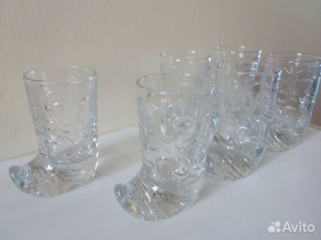 Стопки сапожки, хрусталь, 6 штук Стопки сапожки, хрусталь, 6 штук