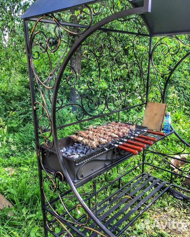 Кованый мангал с Крышей и Столиком №14