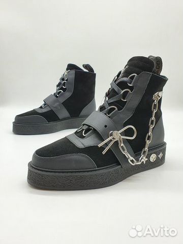 Ботинки Louis Vuitton Луи Витон черные с цепочкой