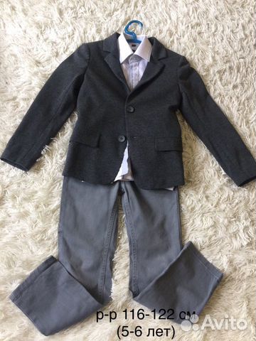 Школьный костюм (пиджак, рубашка, штаны) на 6-7 ле