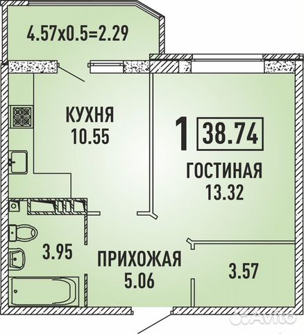 1-к квартира, 38.7 м², 10/20 эт.