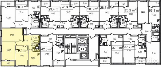 3-к квартира, 79.1 м², 15/25 эт.
