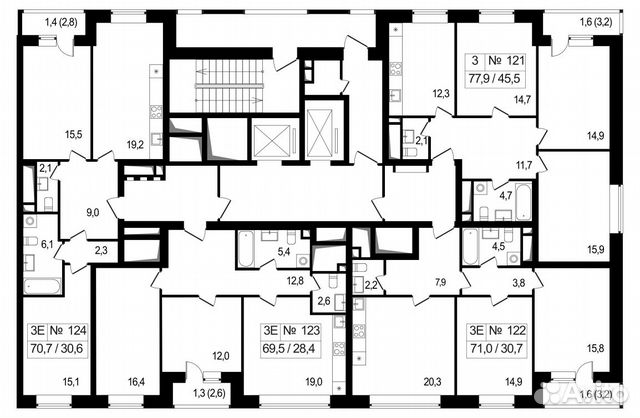 3-к квартира, 77.9 м², 2/25 эт. 3-к квартира, 77.9 м², 2/25 эт.
