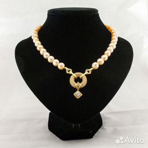 Шикарное колье розовый натуральный жемчуг