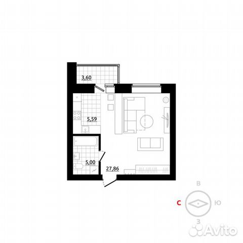1-к квартира, 39.8 м², 4/4 эт. 1-к квартира, 39.8 м², 4/4 эт.