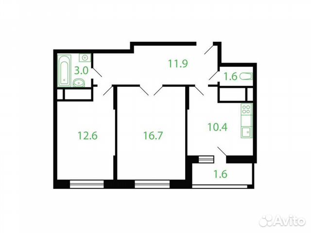 2-к квартира, 57.8 м², 8/26 эт. 2-к квартира, 57.8 м², 8/26 эт.