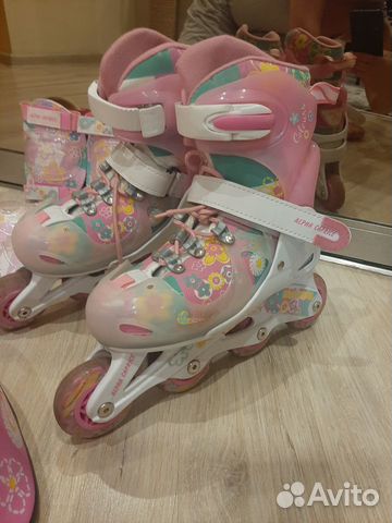 Ролики для девочки раздвижные р30-35 с защитой