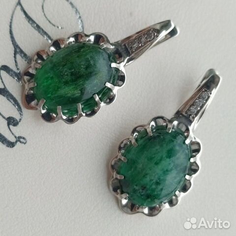 Серьги крупные изумруд Серьги крупные изумруд