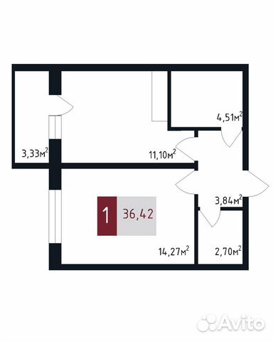 1-к квартира, 36.4 м², 10/12 эт. 1-к квартира, 36.4 м², 10/12 эт.