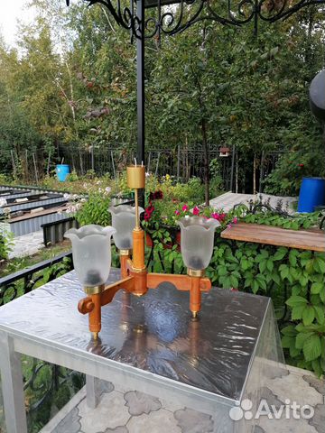 Деревянная люстра в баню