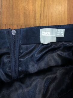 Юбка синяя замшевая с лаковыми карманами миди 46 р