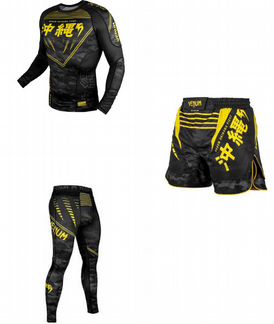 Комплект Venum Okinawa Yellow рашгард штаны шорты