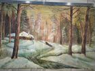 Картина старинная школы Ю.Ю.Клевера.Зимний лес.Хол