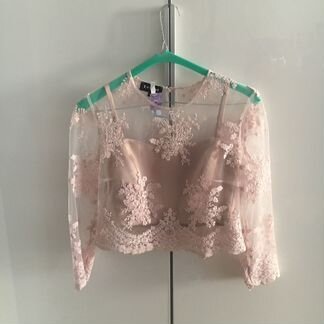 Комплект юбка/кроп топ/кружевной топ-блузка XS