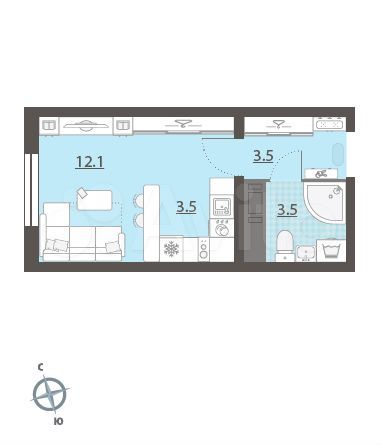 Квартира-студия, 23 м², 18/25 эт.