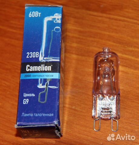 Лампочка Лампа галогенная Camelion 60 Вт цоколь G9