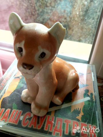 Статуэтки фигурки керамика львёнок заяц собака мед