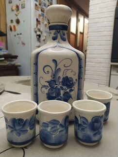 Графин штоф со стопками Гжель