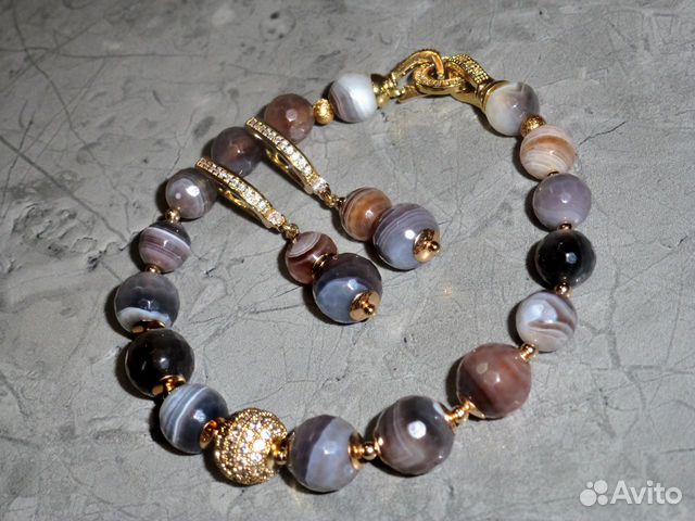 Комплект украшений из агата Ботсвана