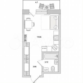 Квартира-студия, 26,8 м², 19/21 эт.