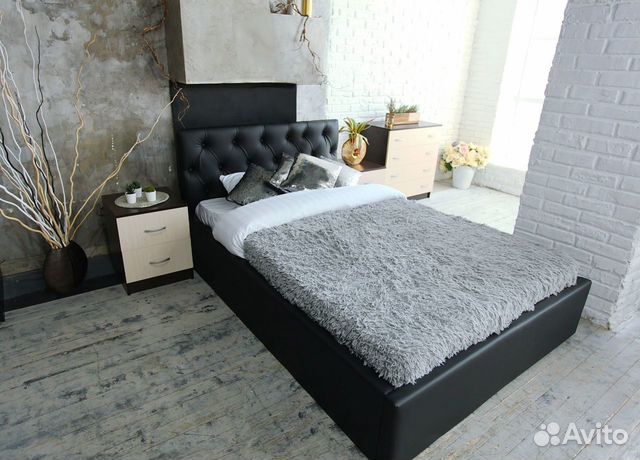 Кровать с матрасом 120х200 черная Барселона