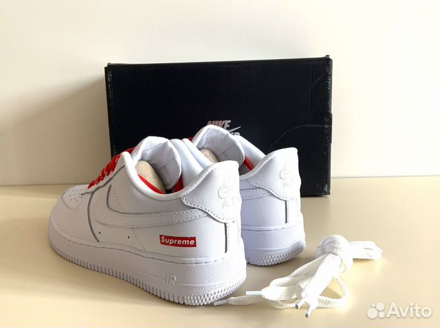 Кроссовки Nike AIR Force 1 Supreme White, кожа