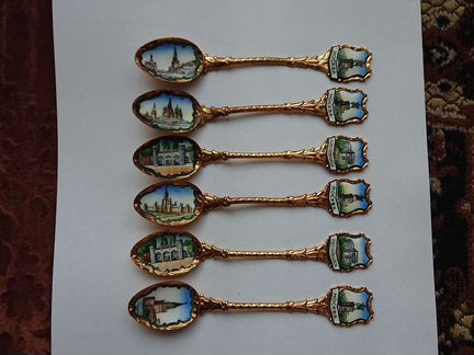 Ложки декоративные СССР, эмаль 6шт