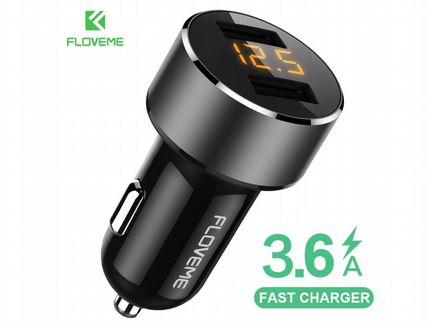 Азу Floveme 2xUSB с вольтметром 3.6А