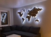 Карта мира из дерева с подсветкой, панно на стену